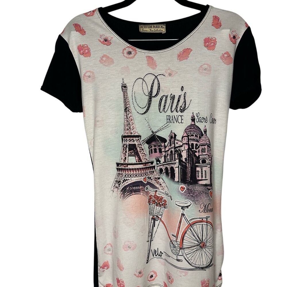 Paris France Women's Shirt With Sequins European‎ Size XL